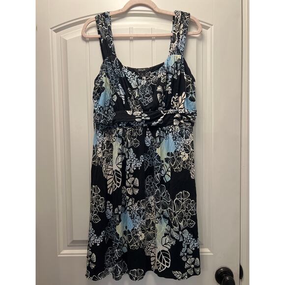 Style & Co Women’s Floral Print Slinky Sleeveless Mini Dress Size 1X Black Blue - Picture 1 of 3